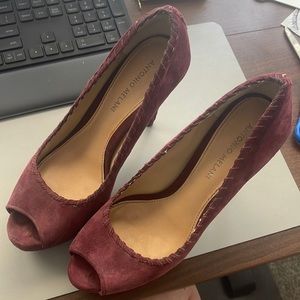 Maroon peep toe heels